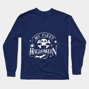 My first Halloween Vintage Halloween floral ghost graphic costume | Dark Colors Long Sleeve T-Shirt